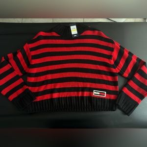 Tommy Hilfiger cropped black and red striped sweater women